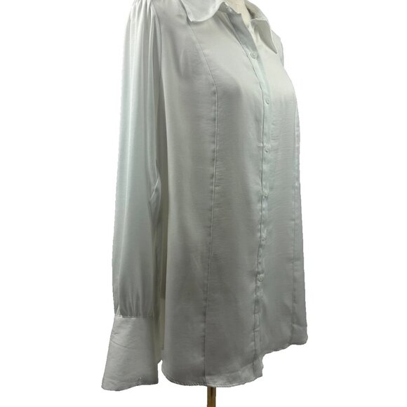 Free People - Cool & Clean Solid Button Down Shirt - White - Large - Worn 1 Time - Picture 3 of 9